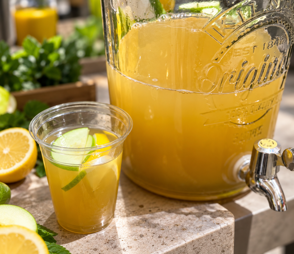 Erfrischende Zitronenlimonade im Vintage-Spender
