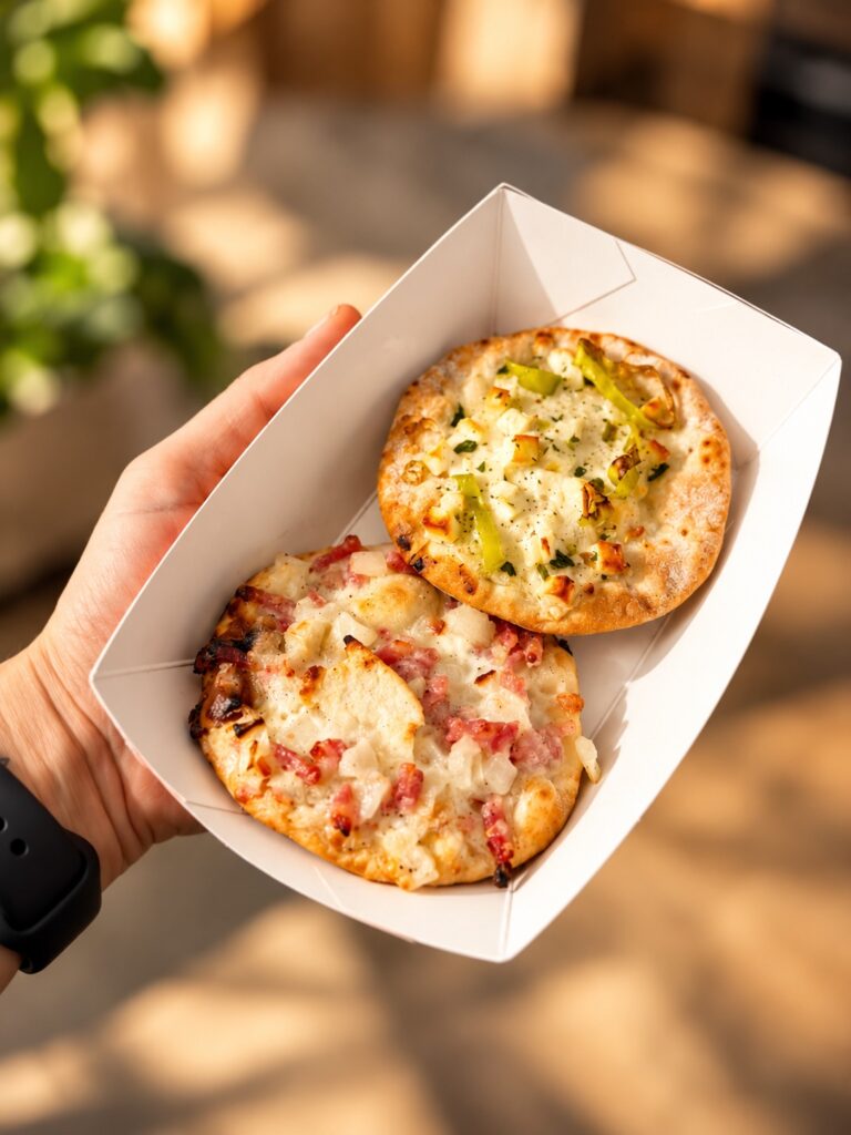 Mini-Flammkuchen im Papiertray